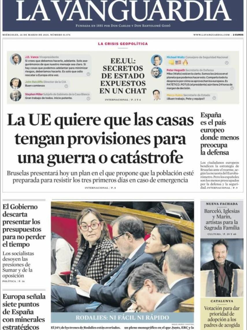 Portada de 'La Vanguardia' del 26 de marzo del 2025