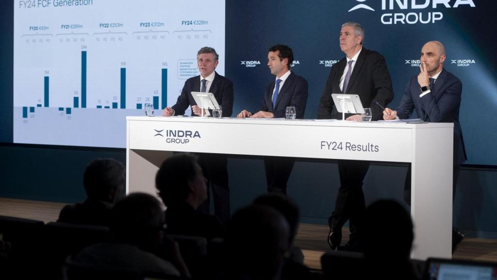 La cúpula de Indra, el día de la presentación de los resultados de 2024 / EP