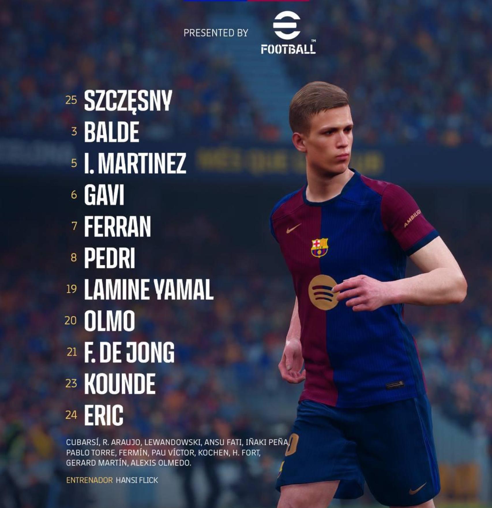 La alineación del Barça contra el CA Osasuna en Liga