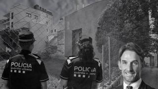 El solar donde se produjo el desalojo, la Guardia Urbana de Molins y el alcalde, Xavi Paz
