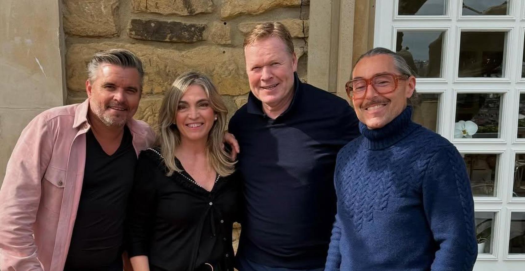 Ronald Koeman, en su visita al Restaurante Rekondo junto al chef Iñaki Arrieta (derecha) y Lourdes Rekondo
