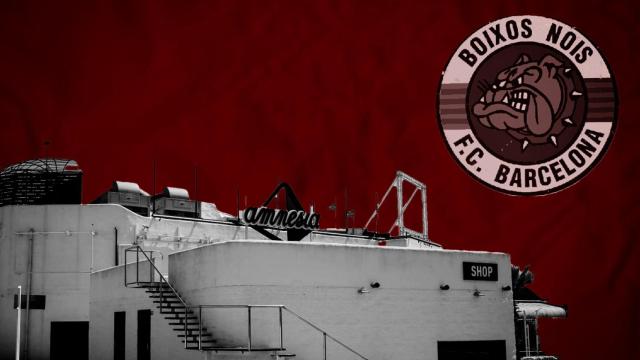 La discoteca Amnesia Ibiza, con el logo de los Boixos Nois, los 'hooligans' más temidos del FCB