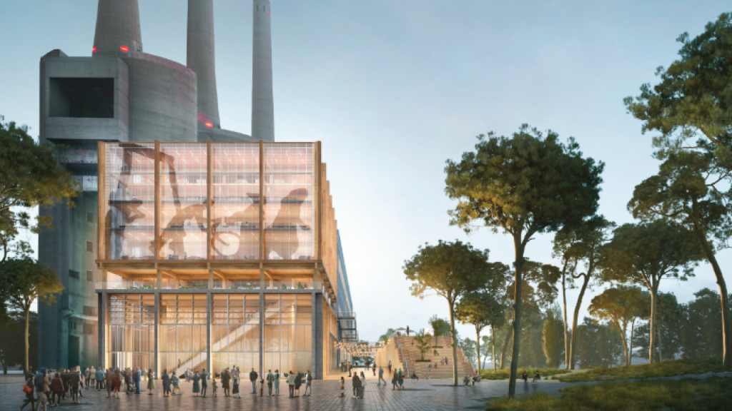 Recreación del futuro Catalunya Media City en las Tres Chimeneas de Sant Adrià del Besòs (Barcelona)