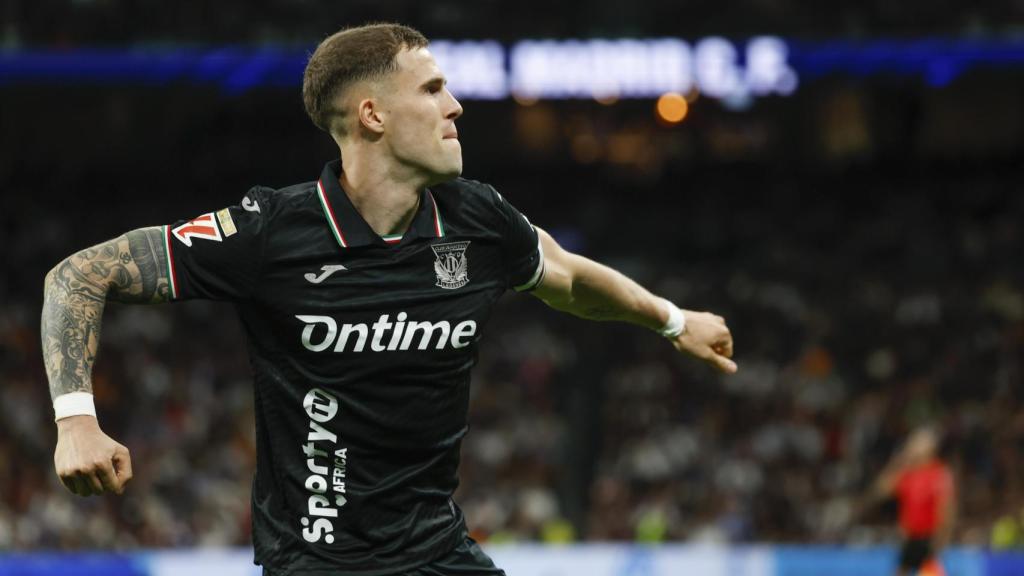 Diego García celebra su gol en el Real Madrid-Leganés