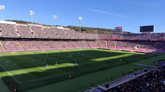 El Estadi Olímpic de Montjuïc, durante el derbi Barça-Girona de Liga