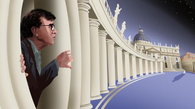 Javier Cercas en la Plaza de San Pedro de Roma