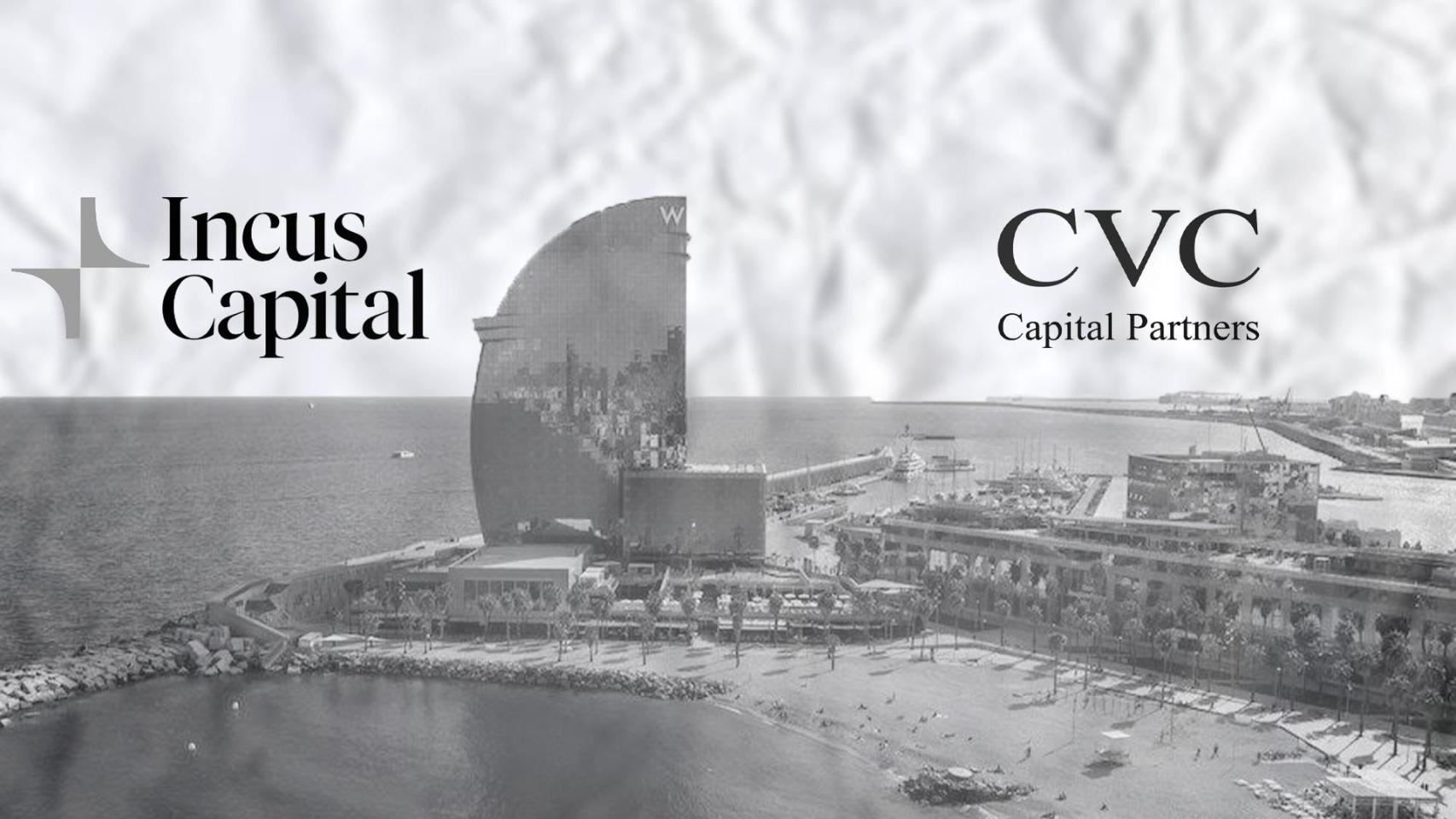 El W Hotel, Marina Vela al lado y los logos de Incus Capital y CVC