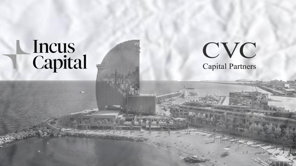 El W Hotel, Marina Vela al lado y los logos de Incus Capital y CVC