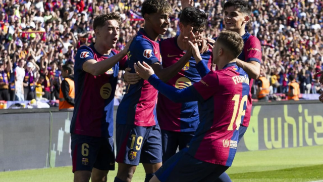 El Barça celebra un gol ante el Girona