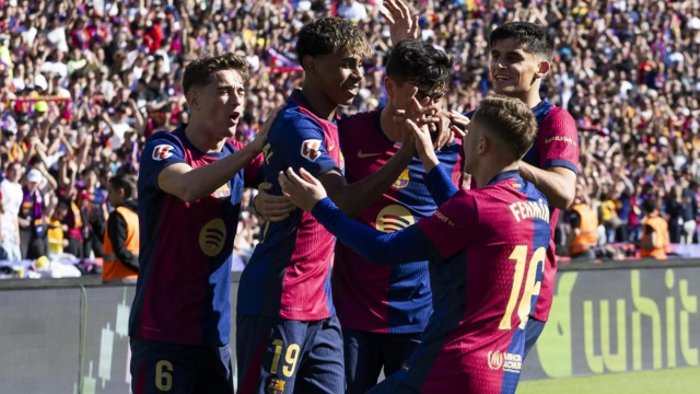 El Barça celebra un gol ante el Girona