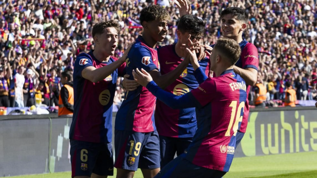El Barça celebra un gol ante el Girona