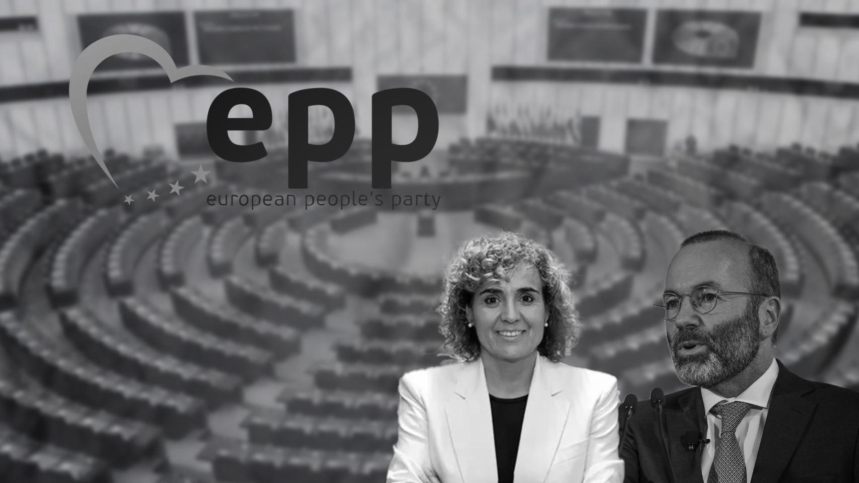 Dolors Montserrat, del partido popular español, y Manfred Weber, presidente del partido