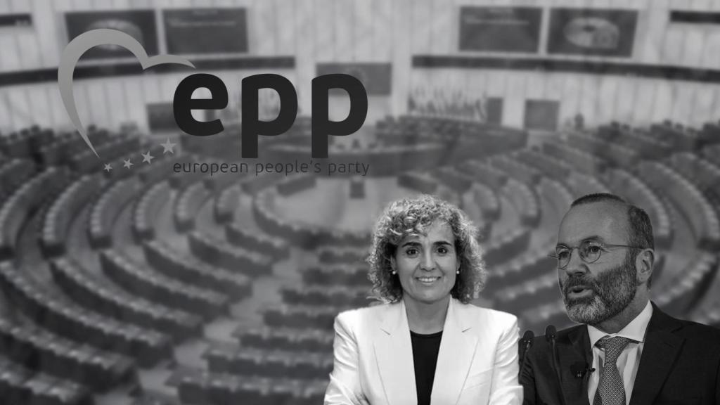 Dolors Montserrat, del partido popular español, y Manfred Weber, presidente del partido