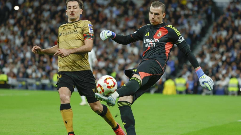 Andriy Lunin durante el Real Madrid-Real Sociedad de Copa del Rey