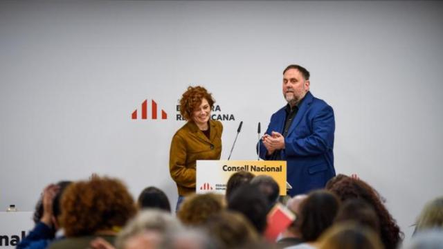 Elisenda Alamany y Oriol Junqueras en el Consell Nacional de ERC este sábado