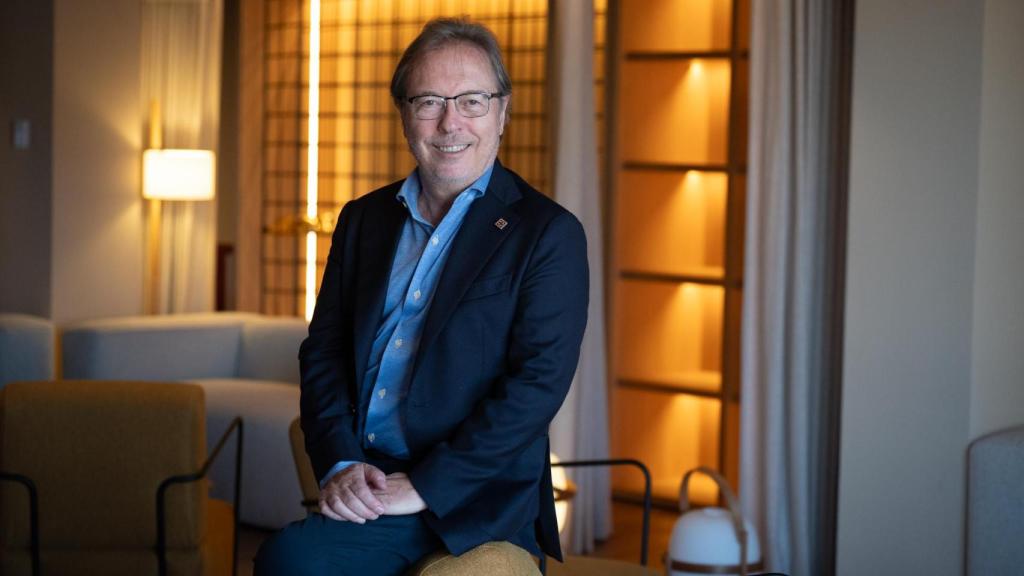 El president de la Cambra de Barcelona, Josep Santacreu, en una entrevista d'Europa Press