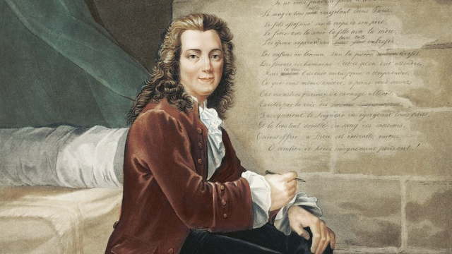 Voltaire encarcelado en la Bastilla mientras escribe 'La Henriade' (1728)