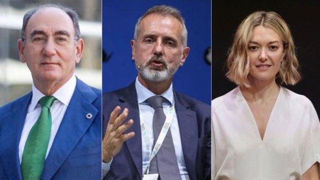 Ignacio Sánchez Galán (Iberdrola), Marc Murtra (Telefónica) y Marta Ortega (Inditex)