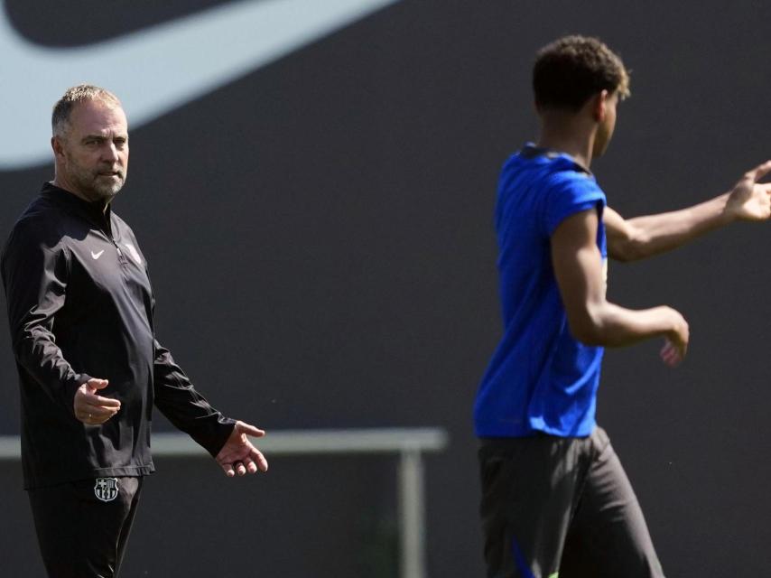 Hansi Flick y Lamine Yamal