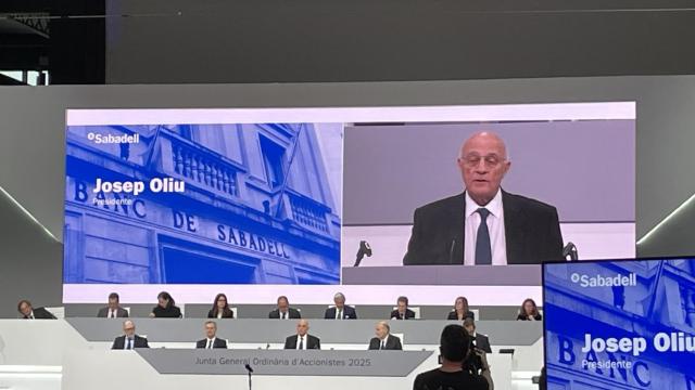 El presidente de Banco Sabadell, Josep Oliu, durante la última junta de accionistas / CG