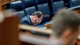 El ministro de Transportes y Movilidad Sostenible, Óscar Puente, durante una sesión de control al Gobierno, en el Congreso de los Diputados