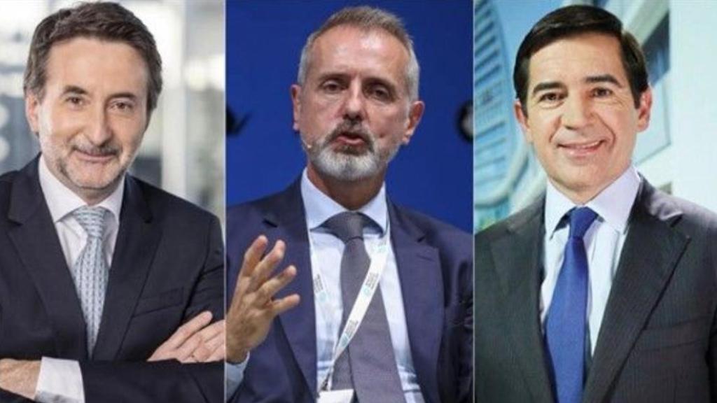 Josu Jon Imaz (Repsol), Marc Murtra (Telefónica) y Carlos Torres (BBVA)