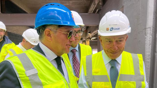 Joan Laporta y Nihat Özdemir, en las obras del Camp Nou