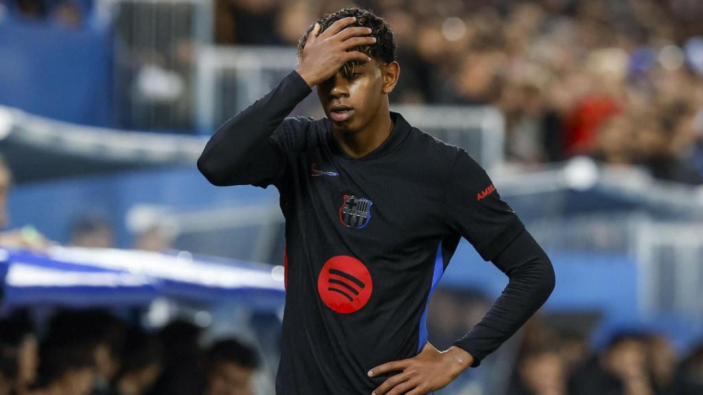 Lamine Yamal se lamenta por una ocasión fallada en el Leganés-Barça