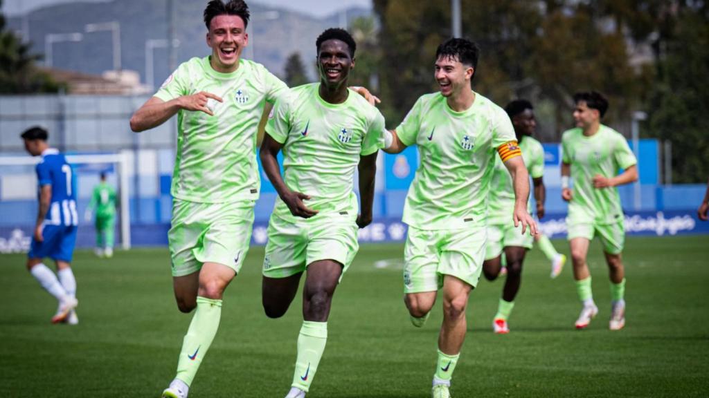 Ibrahim Diarra celebra el seu gol en el derbi juvenil contra el RCD Espanyol