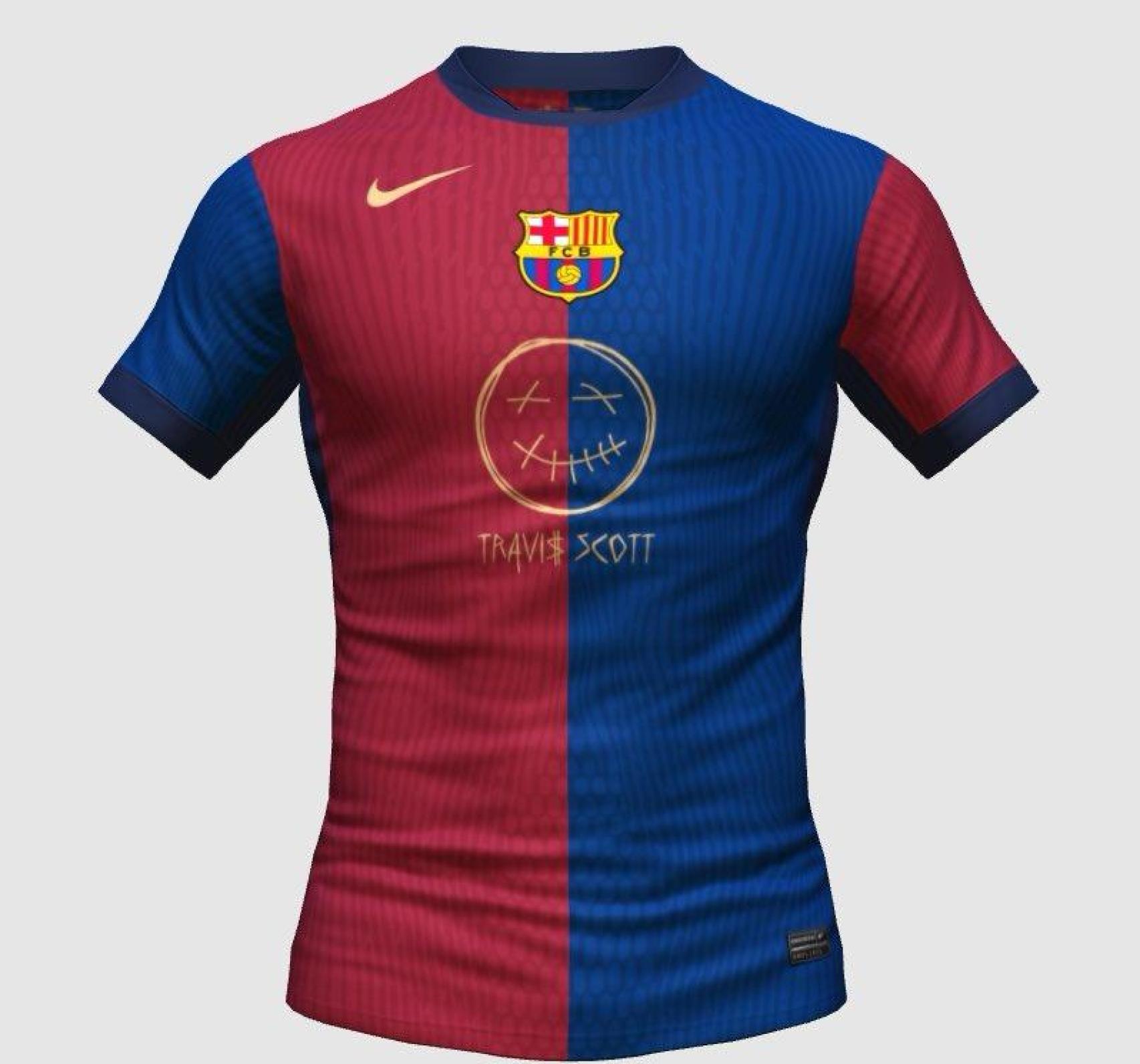 Prototipo de camiseta del Barça con Travis Scott
