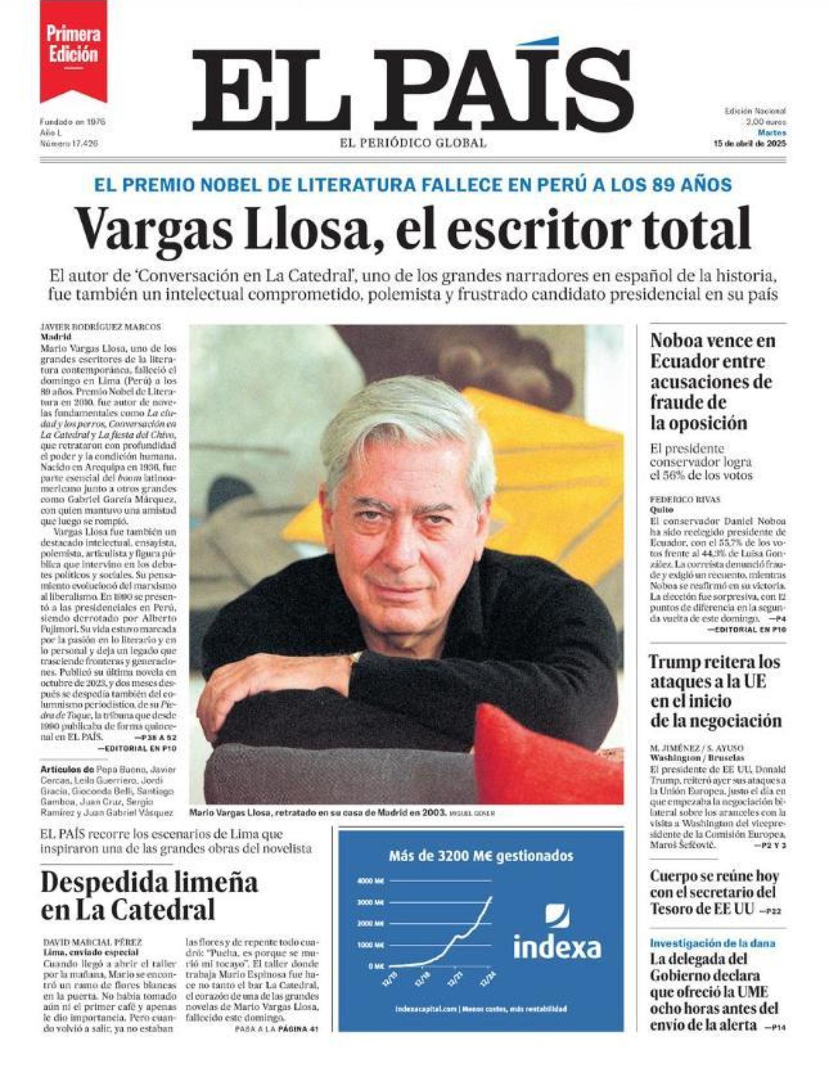 Portada El País 15 abril 2025