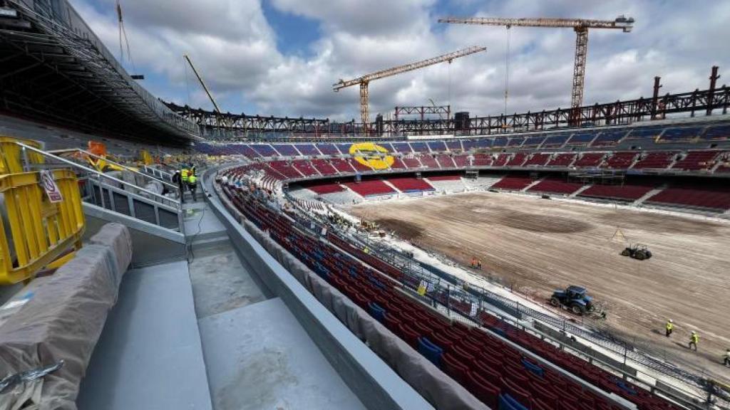 Las obras del Camp Nou, en abril de 2025