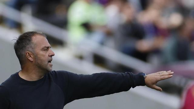 Hansi Flick durante el Barça-Celta