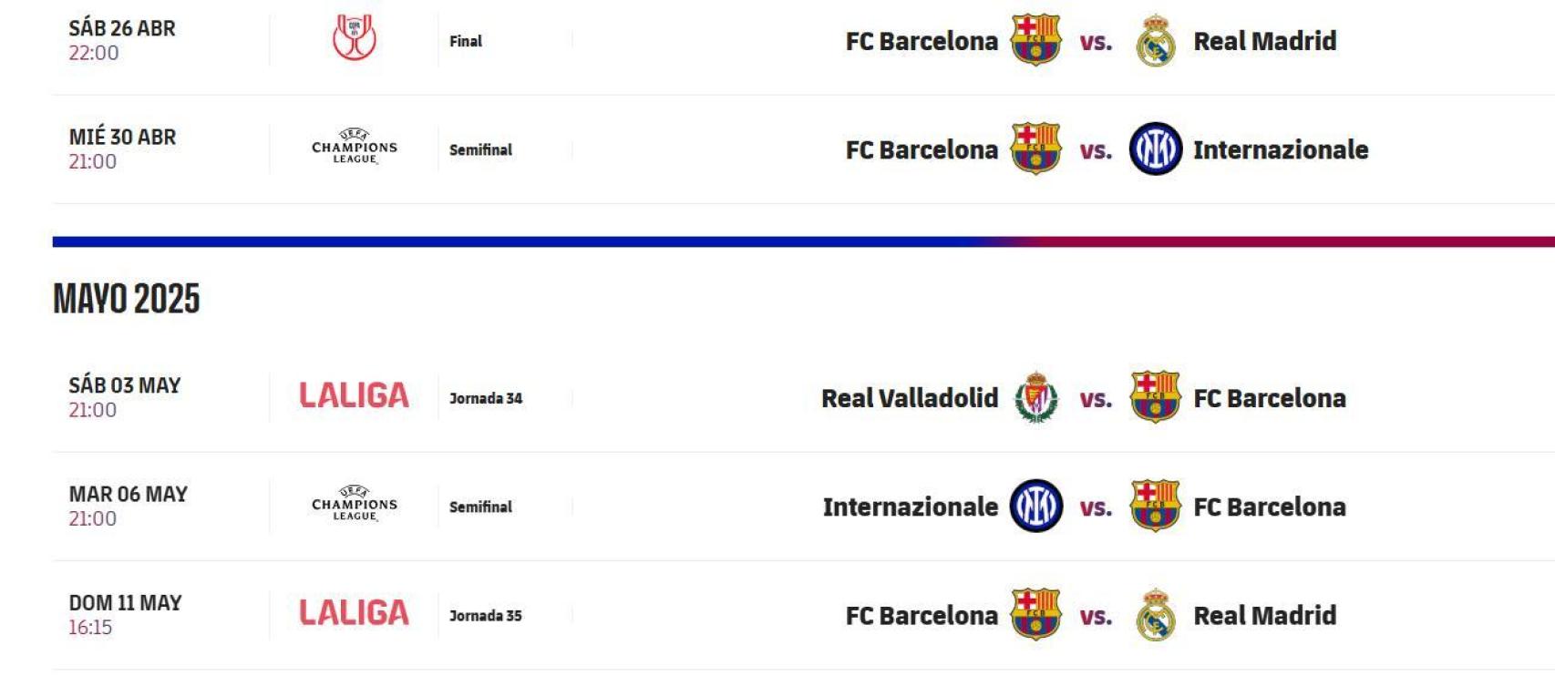 El calendario infernal del Barça en abril y mayo