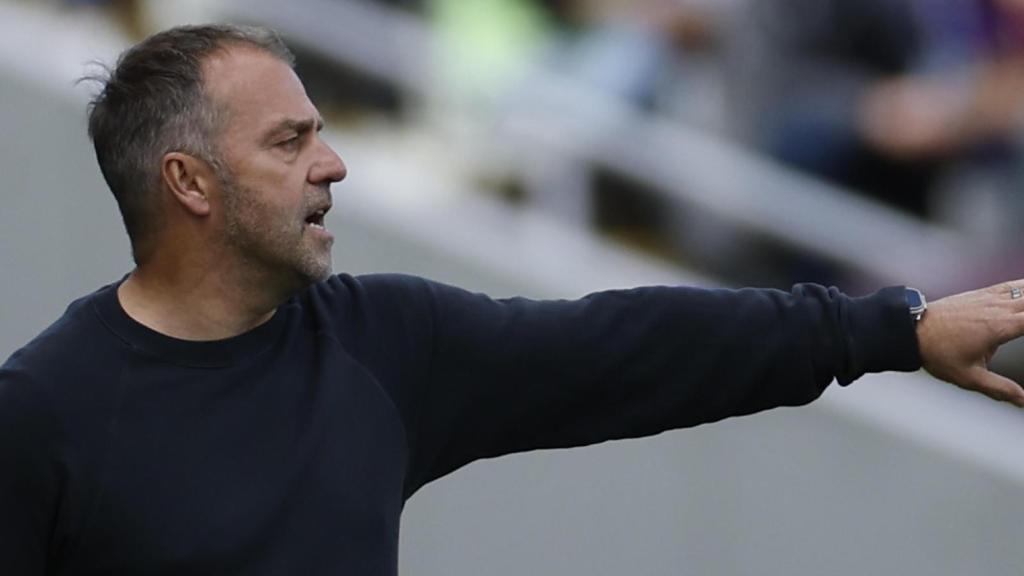 Hansi Flick durante el Barça-Celta