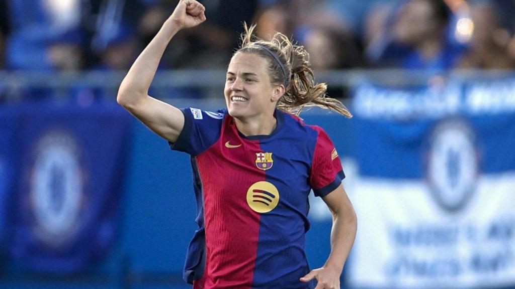 Irene Paredes festeja su gol contra el Chelsea en las semifinales de la Champions League