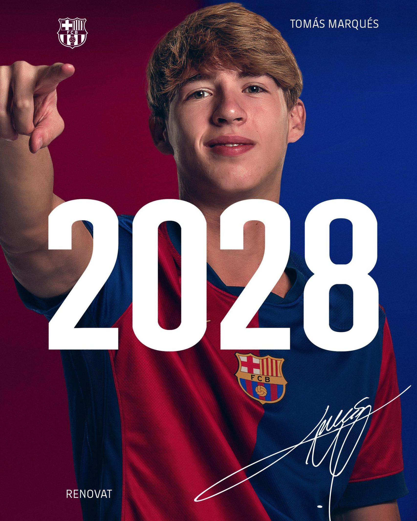 Tomás Marqués renueva con el Barça hasta 2028