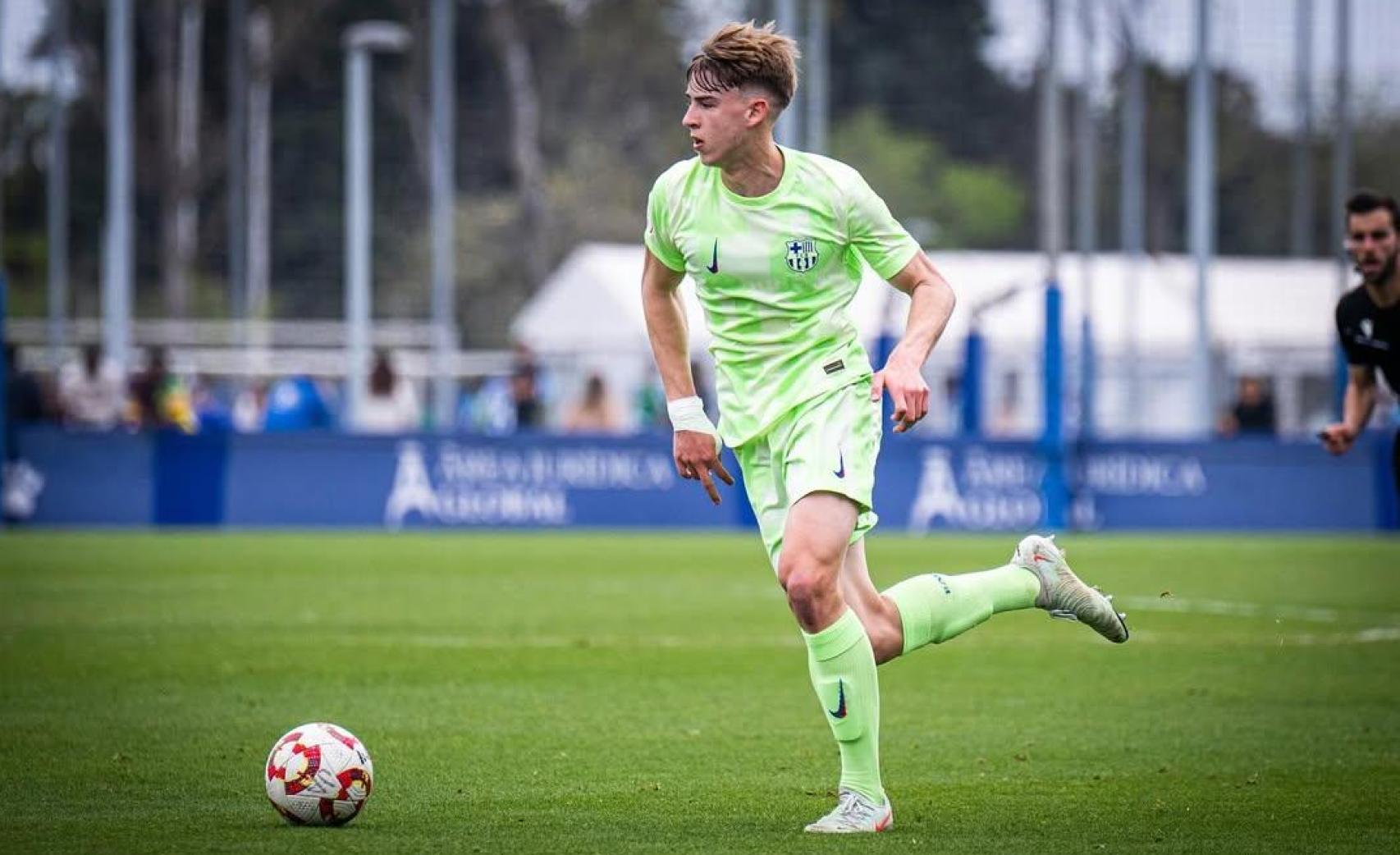 Tommy Marqués, en un partido con el Juvenil A del Barça