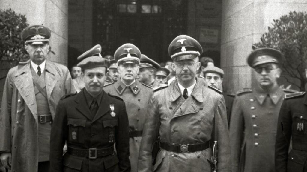 Himmler en San Sebastián, junto a José Finat y Gerardo Caballero
