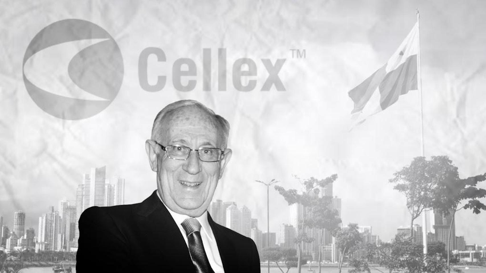 Jordi Segarra, el logo de Cellex y la bandera de Panamá