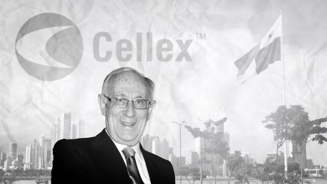 Jordi Segarra, el logo de Cellex y la bandera de Panamá