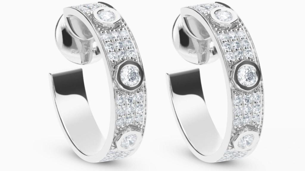 RABAT Three Wishes_Pendientes de oro blanco con diamantes y pavé de diamantes