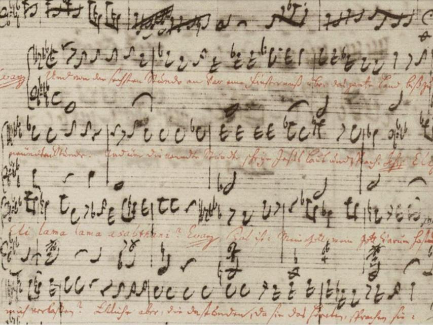 Autógrafo de Bach del recitativo con el texto del evangelio de la muerte de Cristo de 'La Pasión de San Mateo'-
