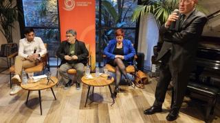 Iván Teruel, Manel Manchón, Anna Grau y el historiador Jordi Canal, en el debate de Societat Civil Catalana