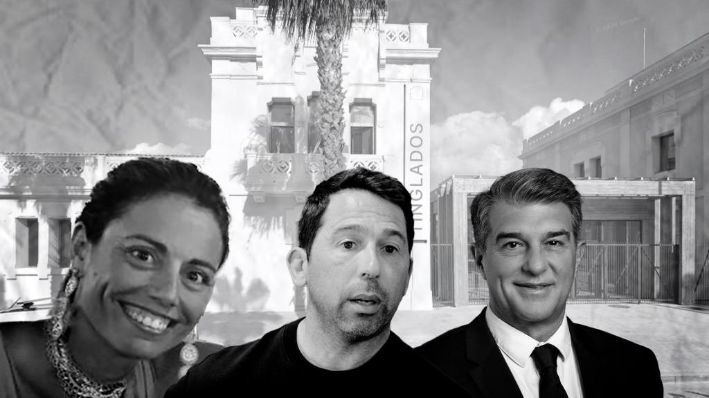 Imagen conjunta de Sandra Solé, Raúl Tamudo y Joan Laporta