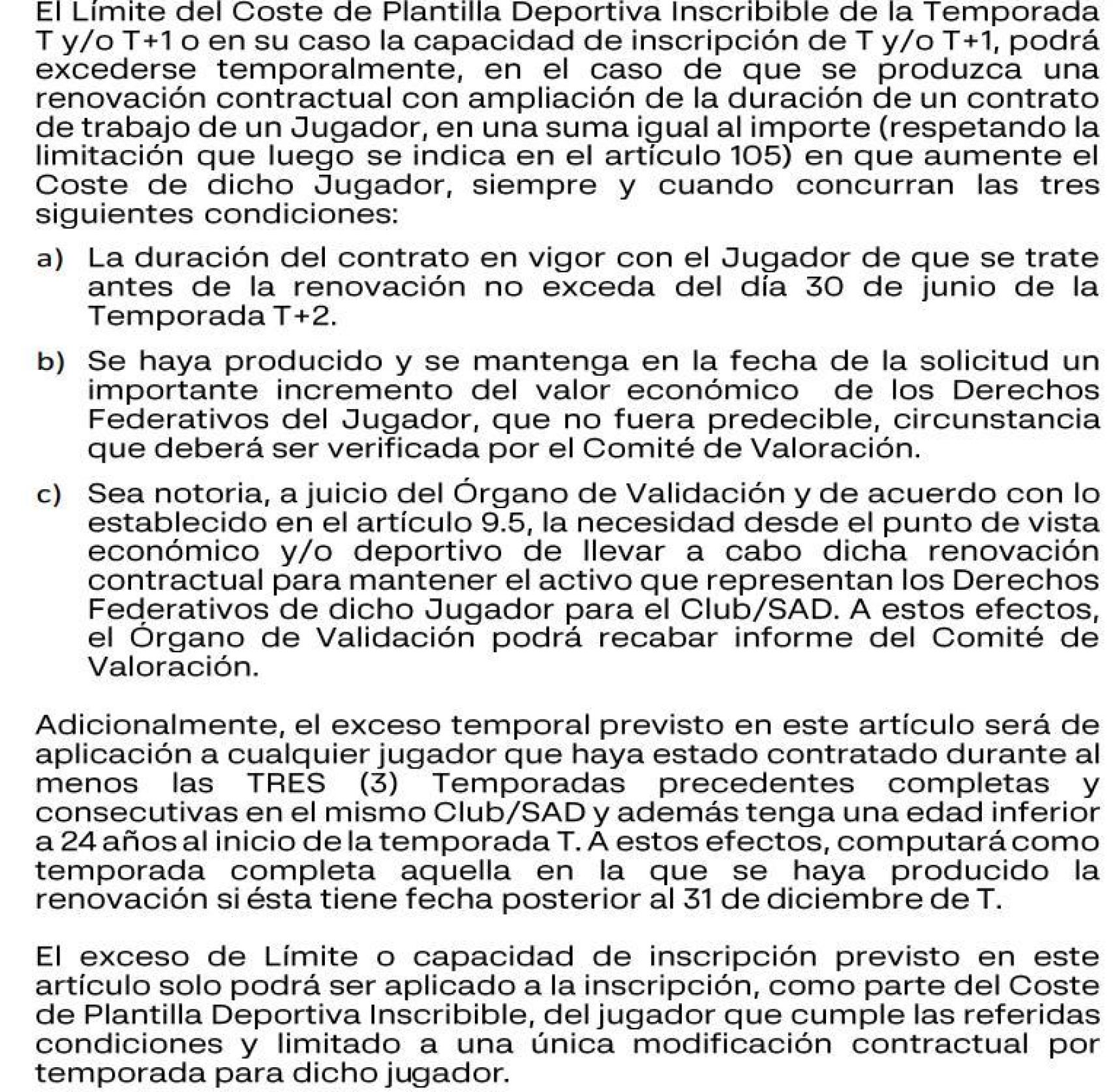 El artículo 103 de la Normativa de Elaboración de Presupuestos de la Liga permite excederse para renovar a canteranos como Lamine Yamal