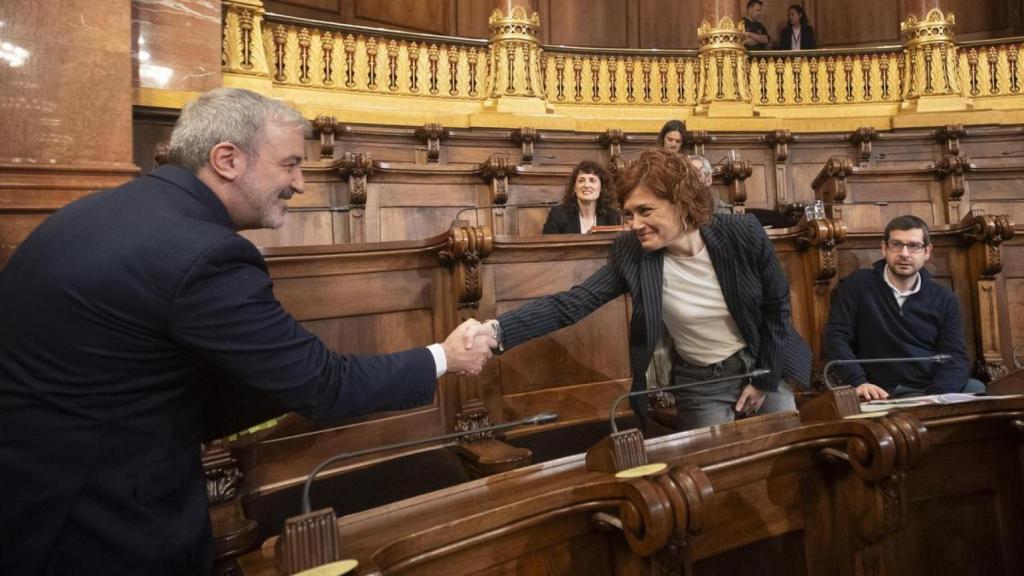 Jaume Collboni y Elisenda Alamany en el Ayuntamiento de Barcelona