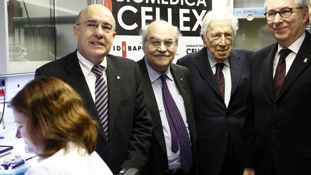 Boi Ruiz, Andreu Mas-Colell y Pere Mir, en el Centro Cellex