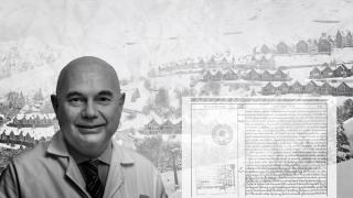 El doctor Josep Tabernero con la urbanización la Pleta de Baqueira de fondo y uno de los documentos a los que ha tenido acceso Crónica Global