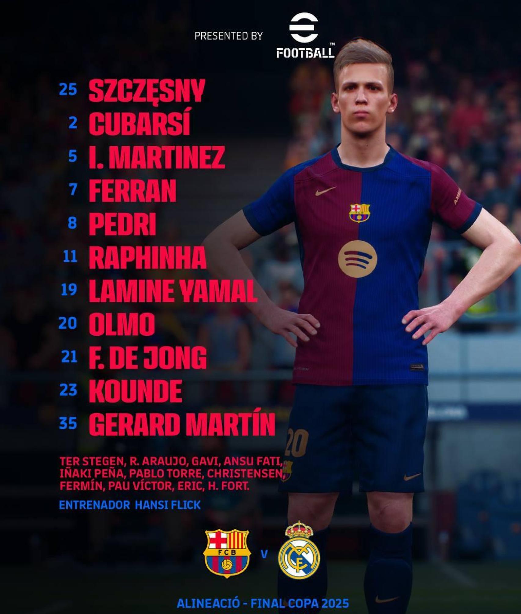 El once del Barça para la final de la Copa del Rey